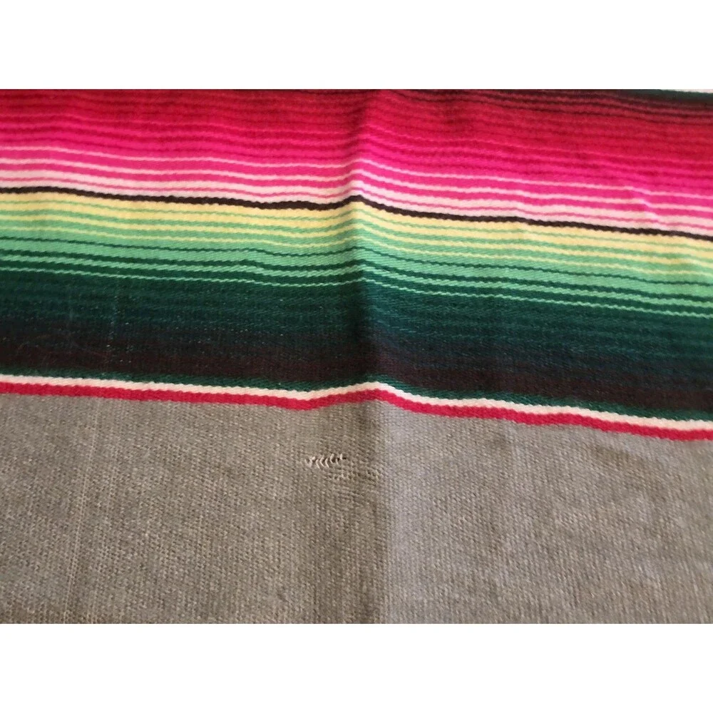 Vintage Mexican Sarape Blanket Rainbow Saltillo Stripe Blanket Throw 80x45
